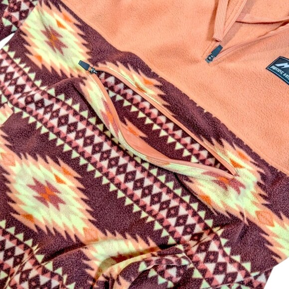 Massive Outdoor Men's 1/4 Zip Fleece Orange Aztec Large - No Stains - Picture 4 of 7
